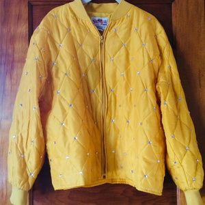 SHANGRILA SILKS Vintage Yellow Silk Women’s Jacket with Rhinestone Sequins